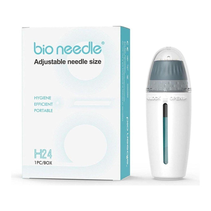 H24 Bio Needle 1.5mm Derma Stamp | Adjustable Microneedling Tool for Skin Rejuvenation & Enhanced Serum Absorption