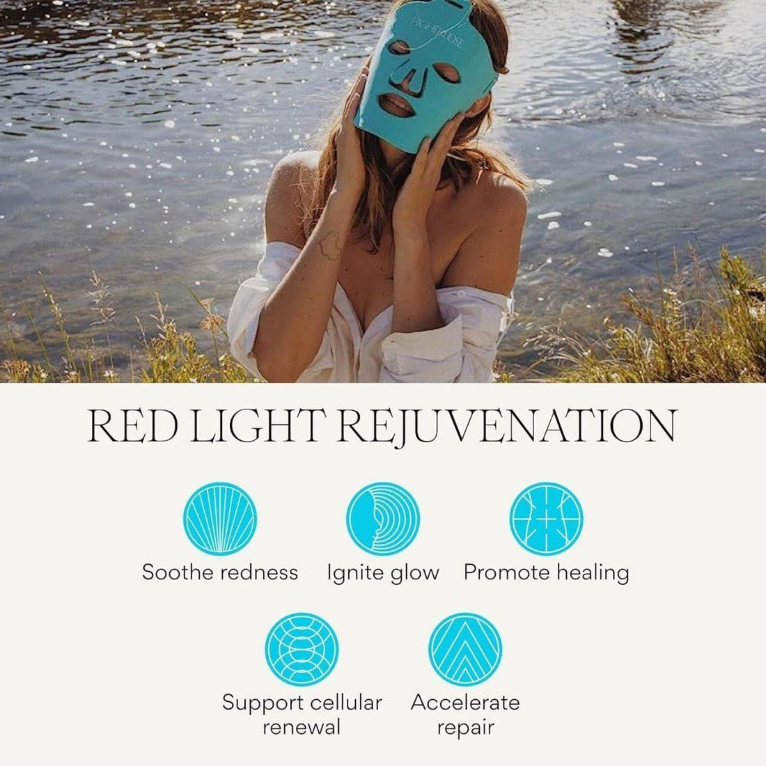 Higher Dose Red Light Therapy Face Mask Cordless | At-Home LED Facial Rejuvenation with Red & Near-Infrared Light