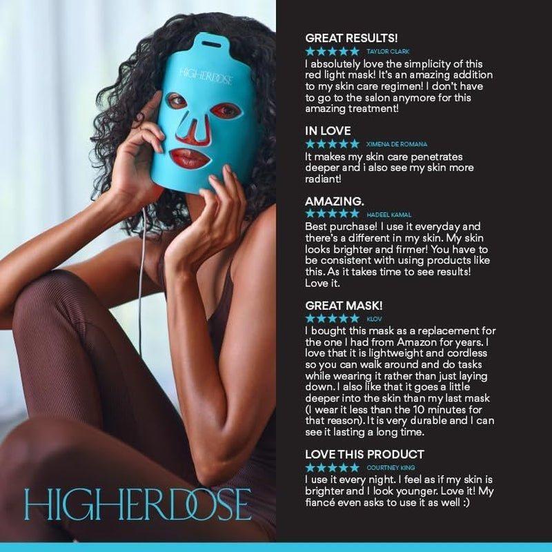 Higher Dose Red Light Therapy Face Mask Cordless | At-Home LED Facial Rejuvenation with Red & Near-Infrared Light