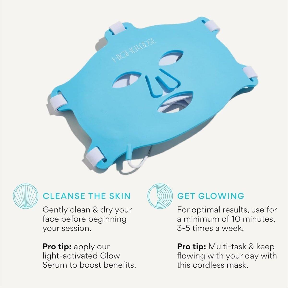 Higher Dose Red Light Therapy Face Mask Cordless | At-Home LED Facial Rejuvenation with Red & Near-Infrared Light