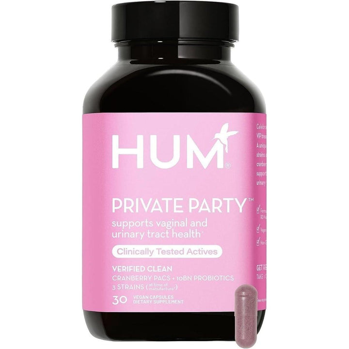 HUM Nutrition Private Party 30 Capsules | Probiotic & Cranberry Blend for Vaginal & Urinary Tract Health