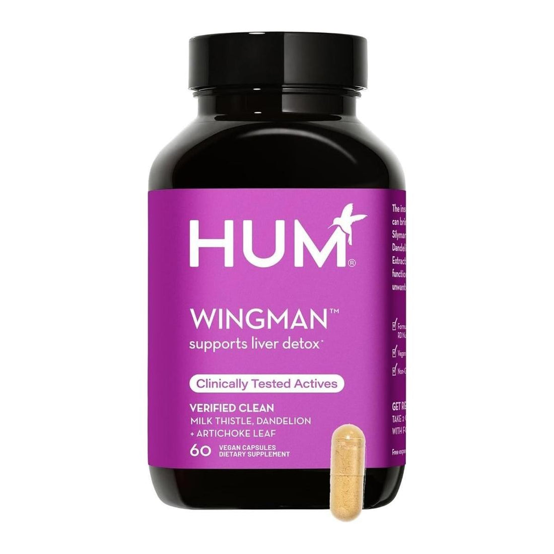 HUM Wing Man - Liver Detox & Support Supplement | 60 Vegan Capsules Hum