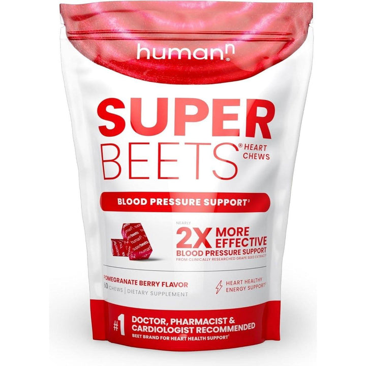 HumanN SuperBeets Heart Chews - Pomegranate Berry Flavor | 60 Chews