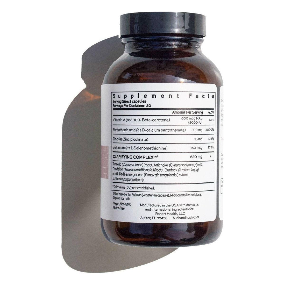 Hush & Hush SkinCapsule CLEAR+ 60 Capsules Anti-Blemish Supplement for Clear Calm Skin