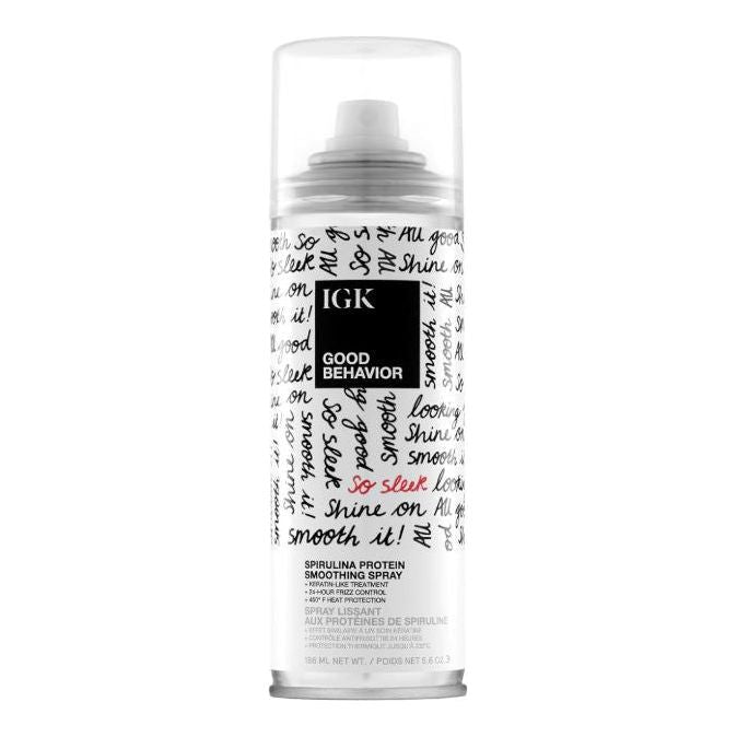 IGK GOOD BEHAVIOR Spirulina Protein Smoothing Spray - 186ml | 24-Hour Frizz Control & Keratin-Like Shine with Heat Protection