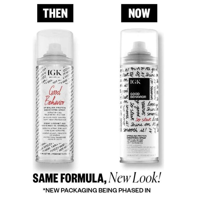 IGK GOOD BEHAVIOR Spirulina Protein Smoothing Spray - 186ml | 24-Hour Frizz Control & Keratin-Like Shine with Heat Protection