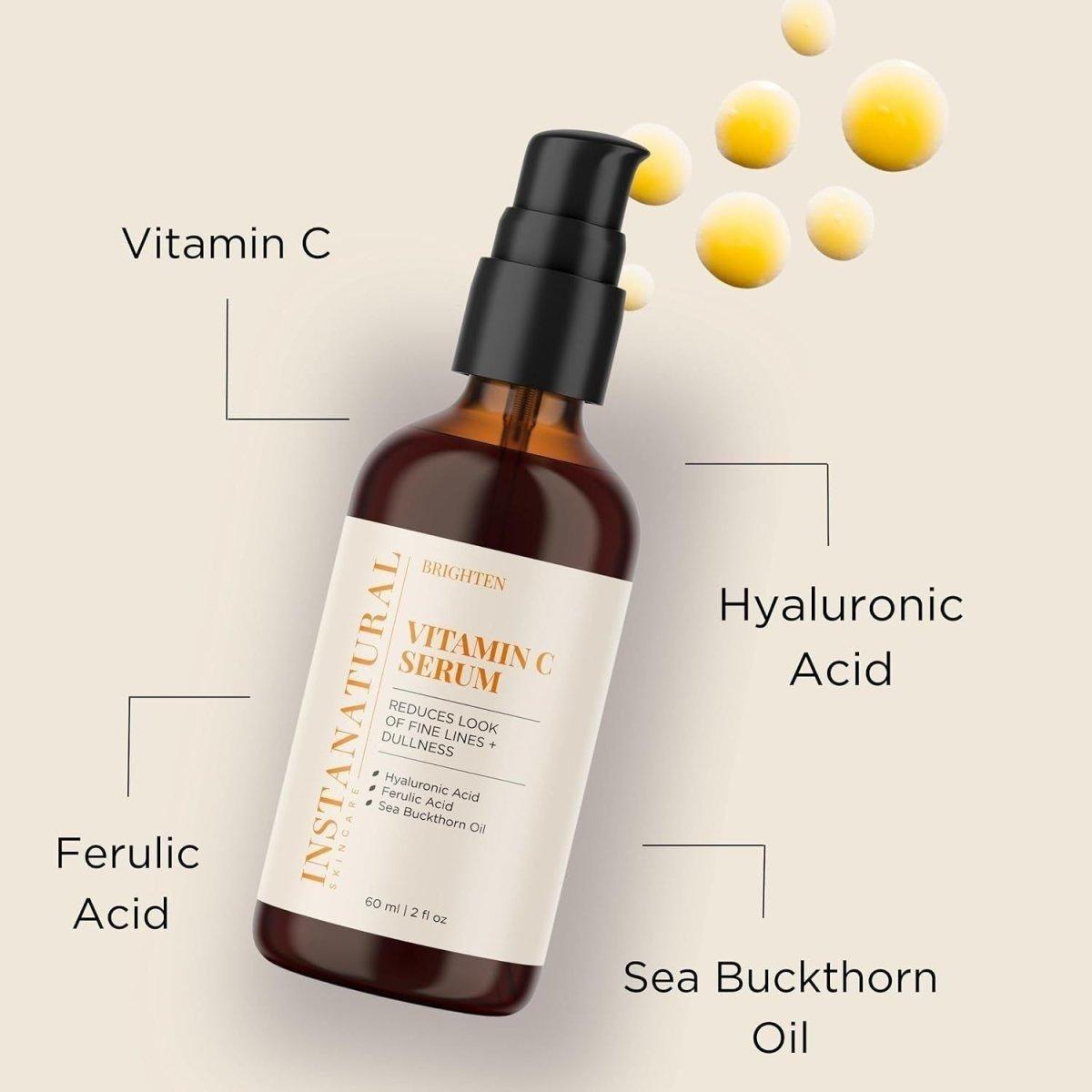 InstaNatural Vitamin C Face Serum 60ml (Large Size) | Brighten, Smooth & Hydrate InstaNatural