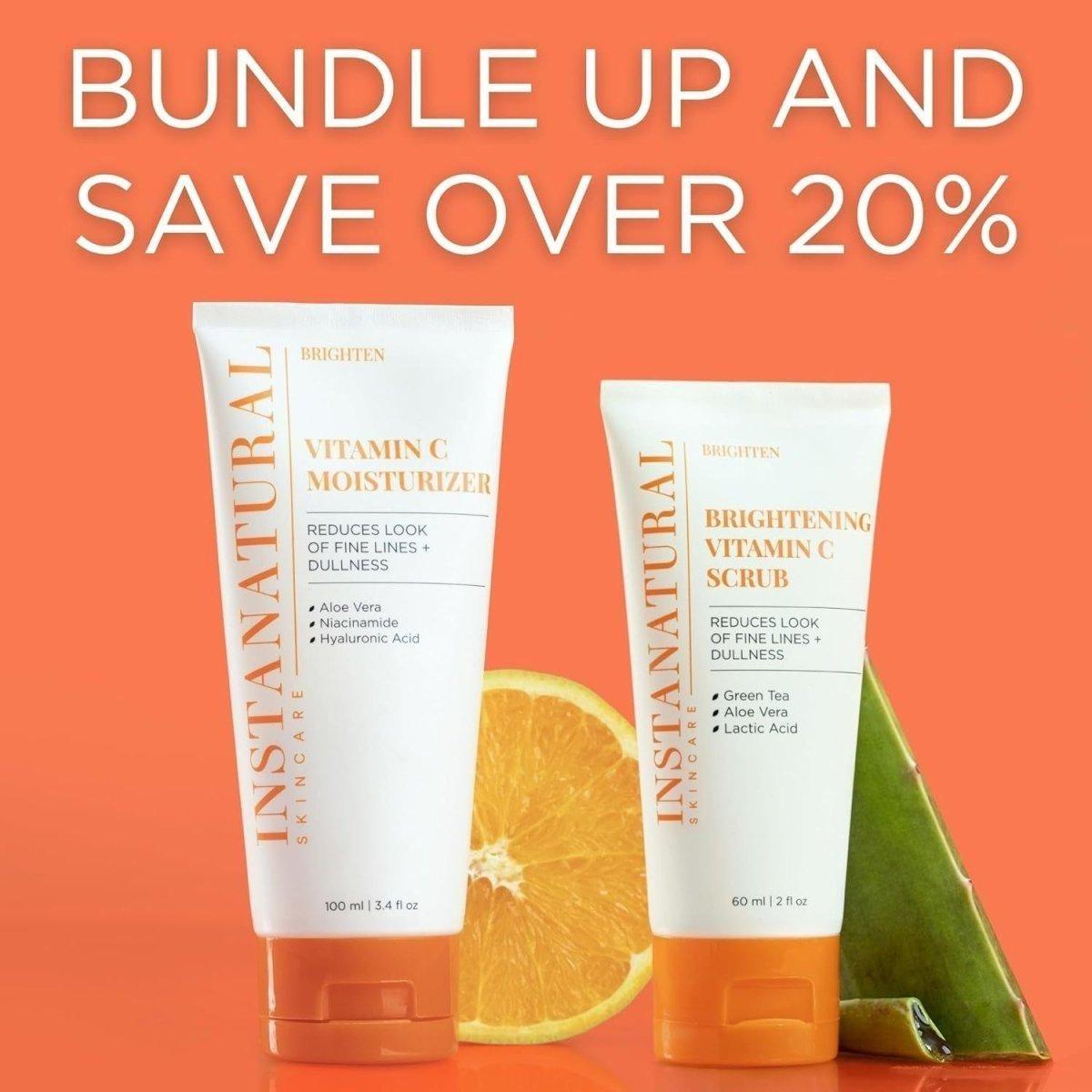 InstaNatural Vitamin C Moisturizer & Brightening Scrub Kit 2 Pack (100ml + 60ml) | Brighten, Smooth & Refine InstaNatural