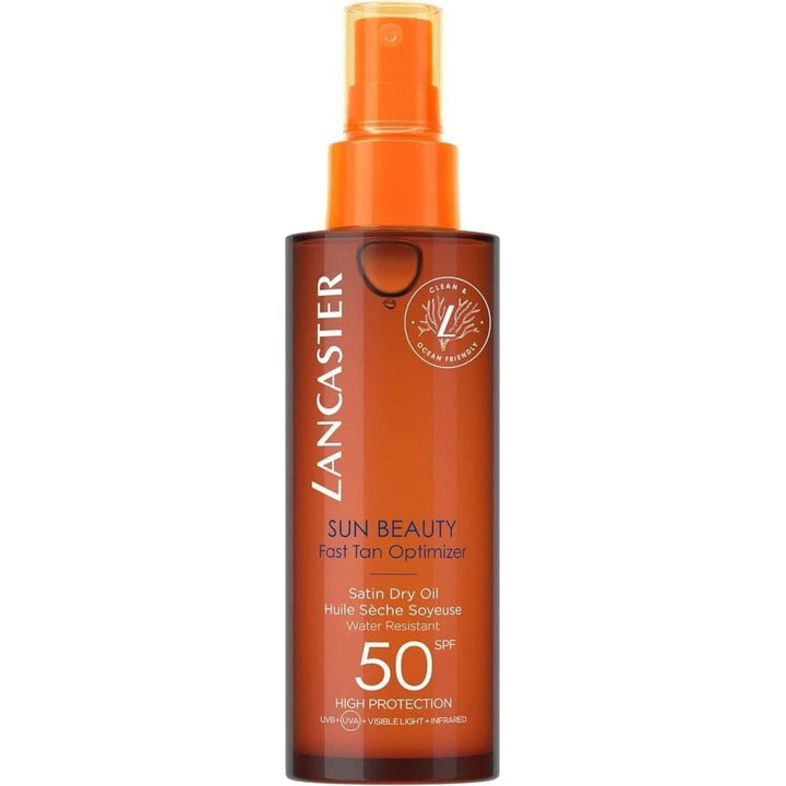Lancaster Sun Beauty Dry Oil Fast Tan Optimiser Body SPF50 150ml Tan smarter, not longer! Get a golden, accelerated glow with high-protection sun care.