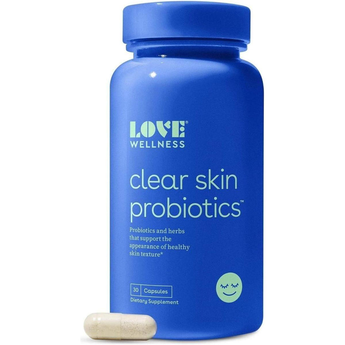 Love Wellness Clear Skin Probiotics 30 Capsules | Gut-Skin Balance Supplement with Probiotics, Zinc & Chaste Tree for Clearer, Calmer Skin Love Wellness