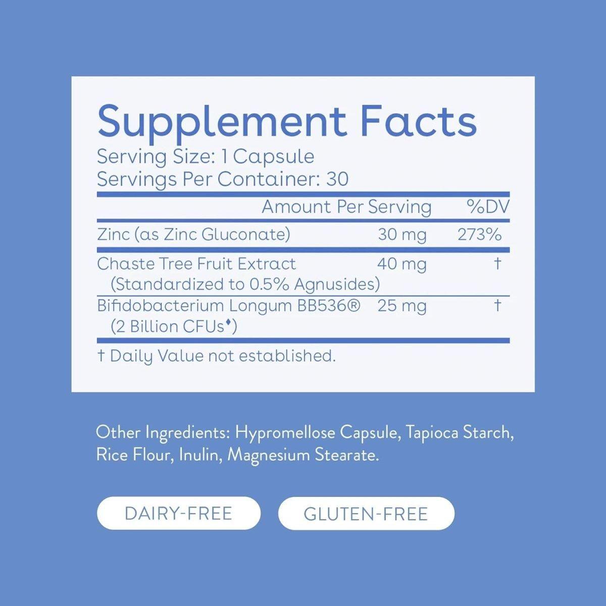 Love Wellness Clear Skin Probiotics 30 Capsules | Gut-Skin Balance Supplement with Probiotics, Zinc & Chaste Tree for Clearer, Calmer Skin Love Wellness