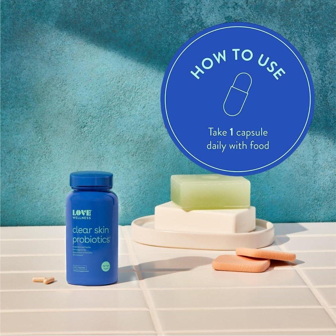 Love Wellness Clear Skin Probiotics 30 Capsules | Gut-Skin Balance Supplement with Probiotics, Zinc & Chaste Tree for Clearer, Calmer Skin Love Wellness