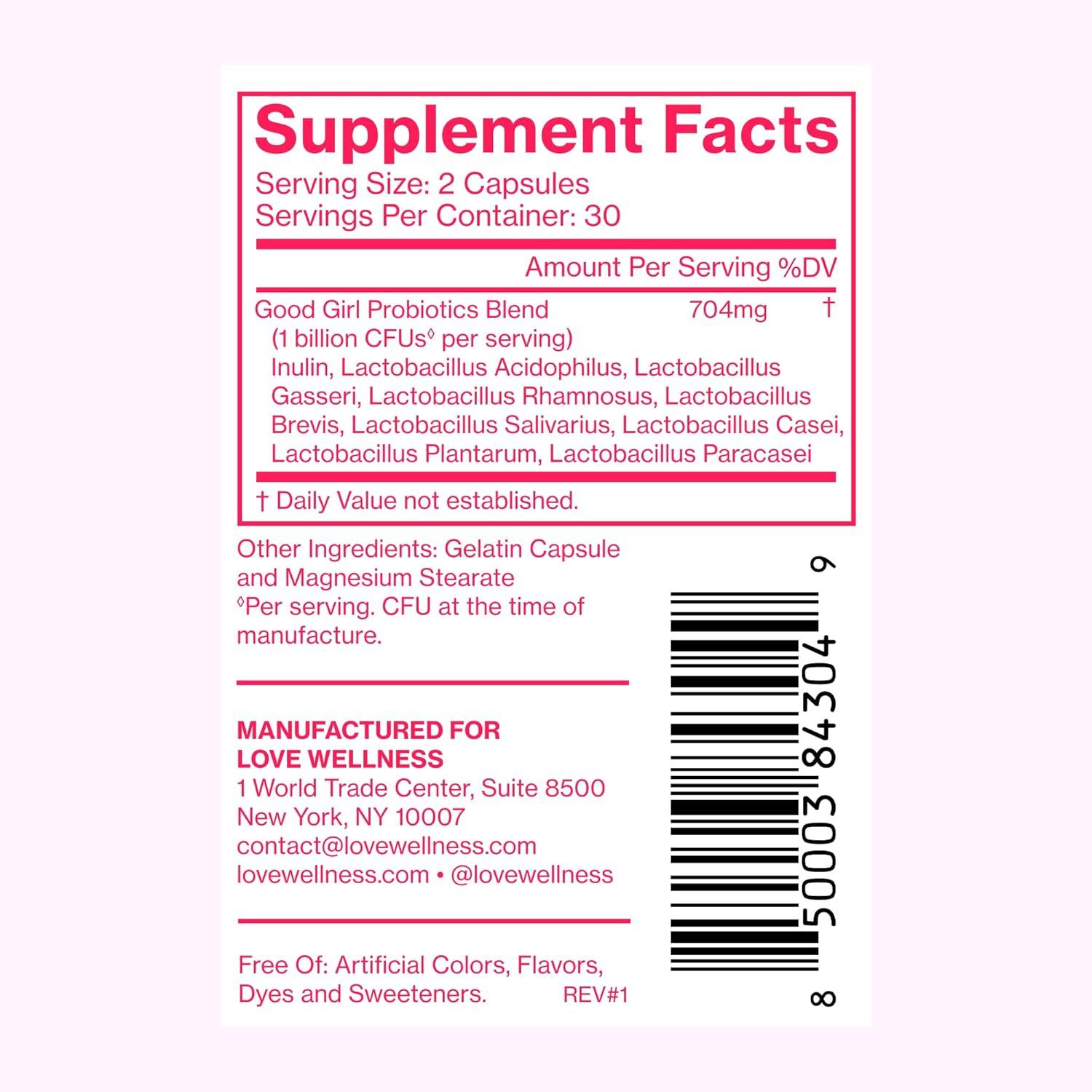 Love Wellness Good Girl Probiotics Your Daily Dose of Feminine Balance & Confidence