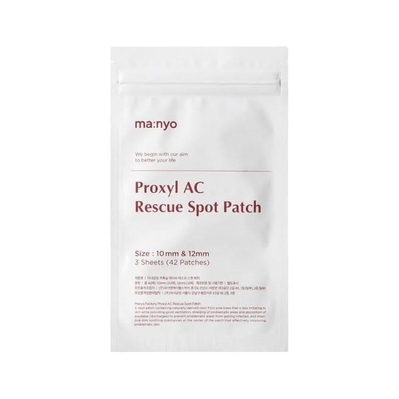 manyo Proxyl AC Rescue Spot Patch 1 Pack (10mm x 30ea + 12mm x 12ea) | Fast-Acting Pimple Care with Tea Tree & Salicylic Acid Manyo Factory