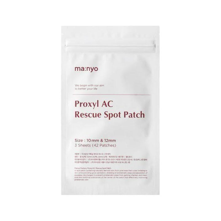 manyo Proxyl AC Rescue Spot Patch 1 Pack (10mm x 30ea + 12mm x 12ea) | Fast-Acting Pimple Care with Tea Tree & Salicylic Acid Manyo Factory