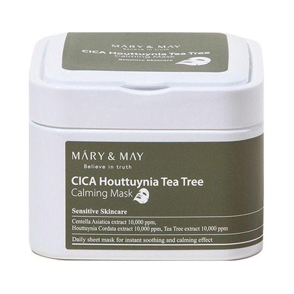 MARY & MAY CICA Houttuynia Tea Tree Calming Mask Sheets 30 Sheets | Soothing, Hydrating Sheet Masks for Sensitive Skin