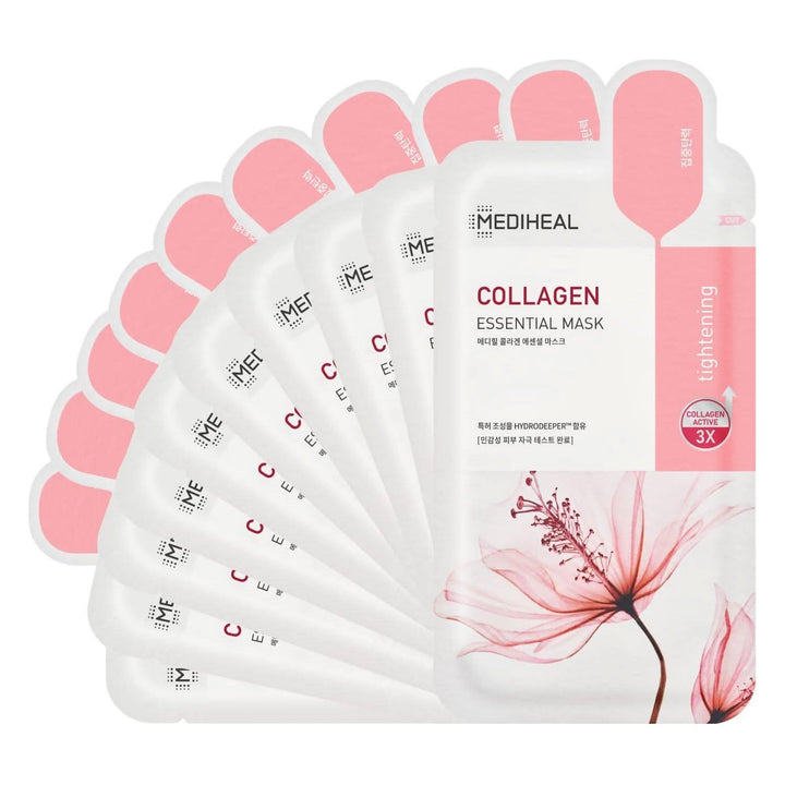 MEDIHEAL Collagen Essential Mask Sheet 10 Pack | Firming, Hydrating & Anti-Ageing Treatment
