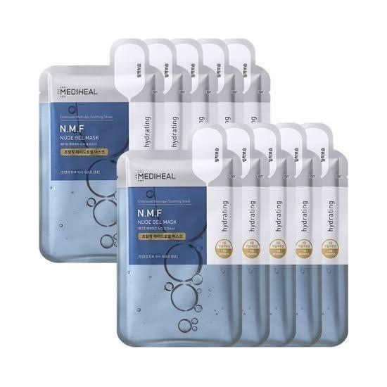 MEDIHEAL N.M.F Nude Gel Mask Sheet 10 Count | Intense Hydration & Cooling Relief for Sensitive Skin MEDIHEAL