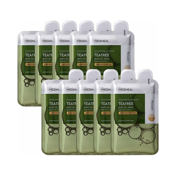 MEDIHEAL Tea Tree Nude Gel Mask Sheet 10 Pack | Soothing & Cooling Hydrogel Treatment