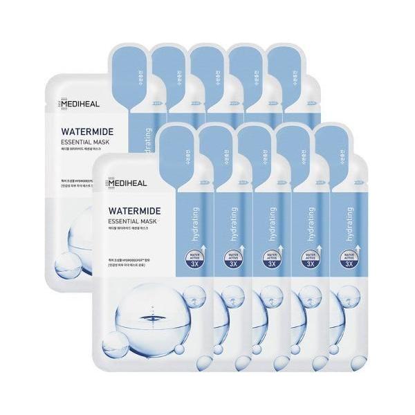 MEDIHEAL Watermide Essential Mask Sheet 10 Pack | Instant Hydration & Radiance Boosting Facial Masks