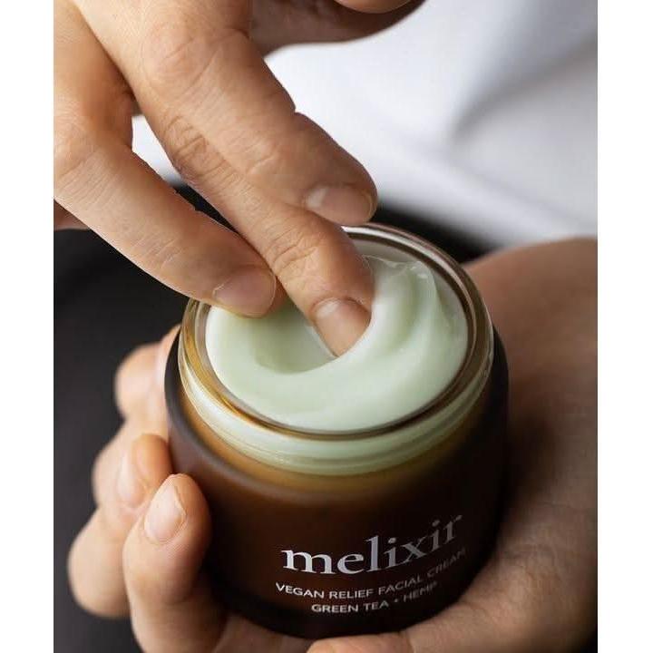 melixir Vegan Relief Facial Cream 80ml | Soothing Gel-Cream with Hemp Seed &amp; Green Tea melixir