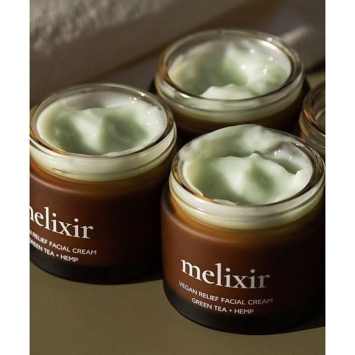 melixir Vegan Relief Facial Cream 80ml | Soothing Gel-Cream with Hemp Seed &amp; Green Tea melixir