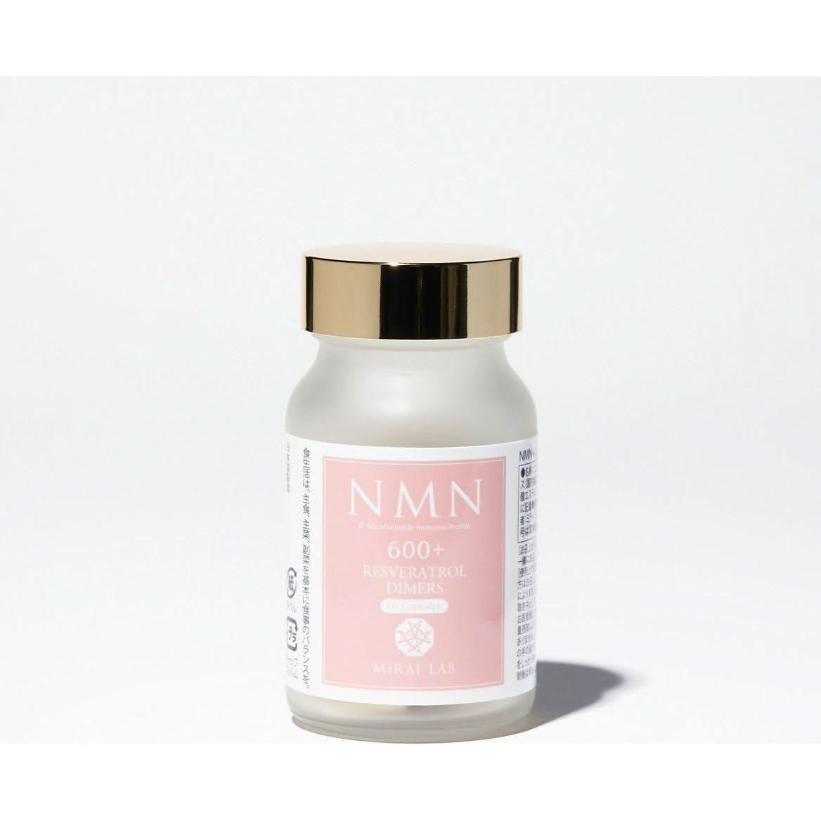 MIRAI LAB NMN 600+ Resveratrol Dimers Plus 60 Capsules | Advanced Longevity Supplement with Melinjo Seed Extract