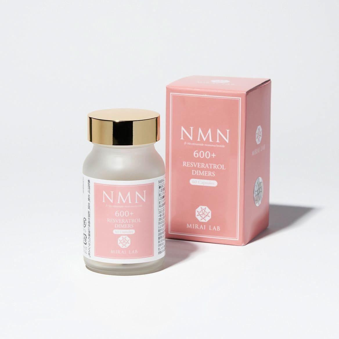 MIRAI LAB NMN 600+ Resveratrol Dimers Plus 60 Capsules | Advanced Longevity Supplement with Melinjo Seed Extract