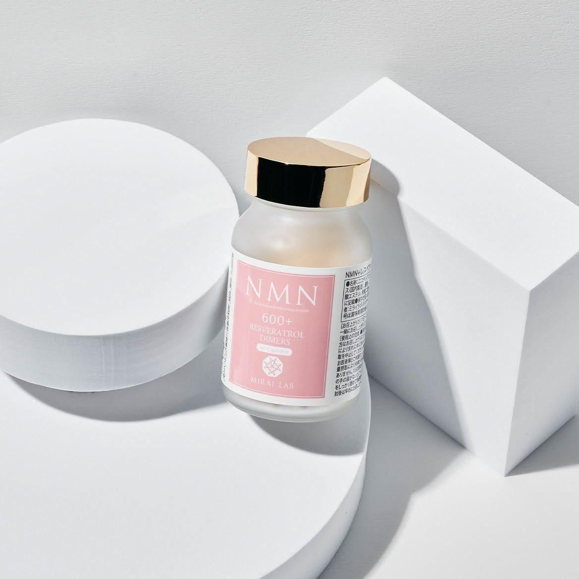 MIRAI LAB NMN 600+ Resveratrol Dimers Plus 60 Capsules | Advanced Longevity Supplement with Melinjo Seed Extract