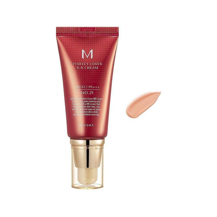 MISSHA M Perfect Cover BB Cream SPF 42 PA+++ | High-Coverage BB Cream with Skincare Benefits & UV Protection