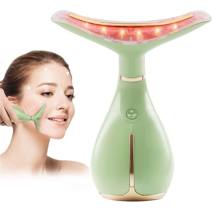 Ms.W Face Massager Green & Gold | Sculpt Lift & Rejuvenate with Microglow Heat & Ultrasound Technology