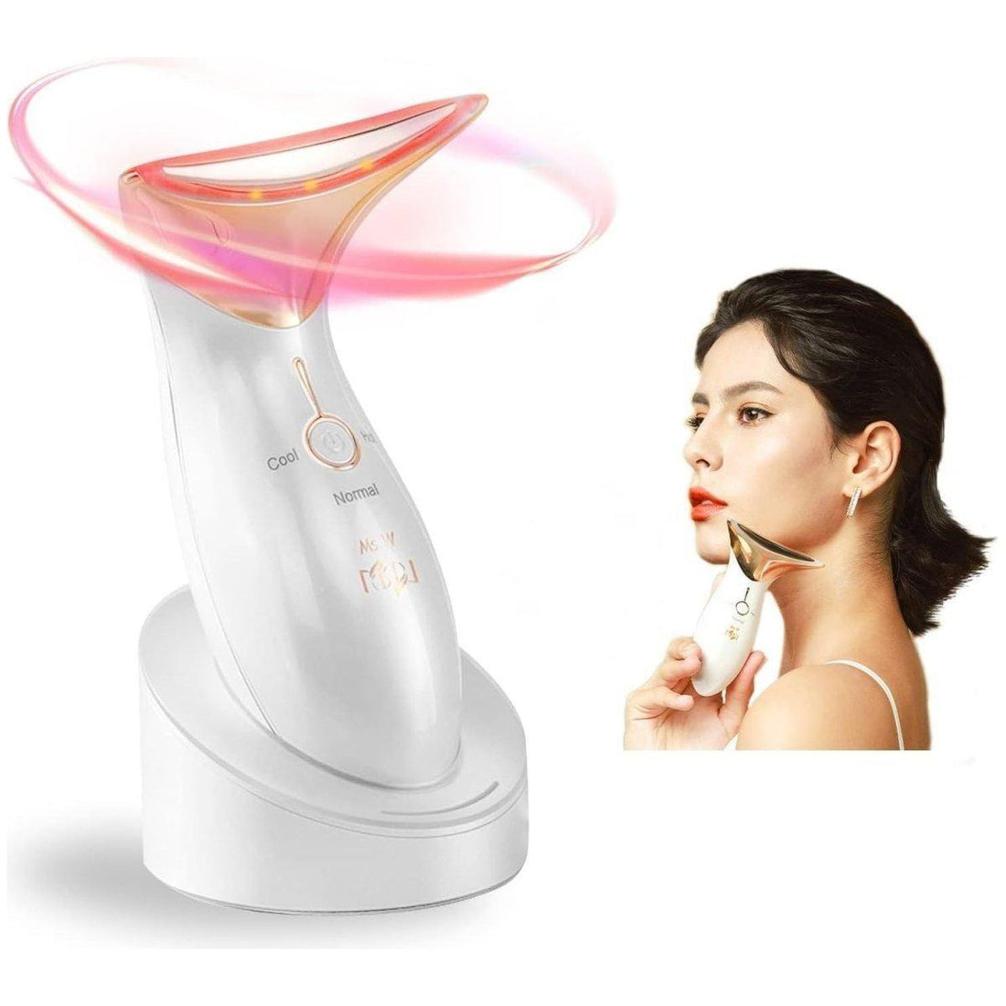 Ms.W Face Massager White & Gold | Lift, Sculpt & Glow with Salon-Grade Beauty Tech