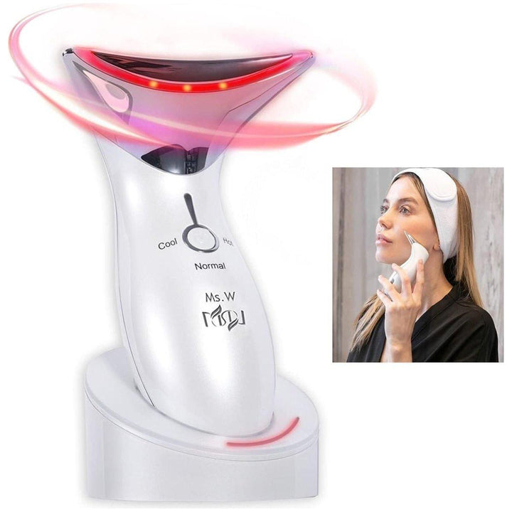 Ms.W Face Massager White &Silver | Sculpt, Tighten & Glow with Ultrasound & Heat Technology