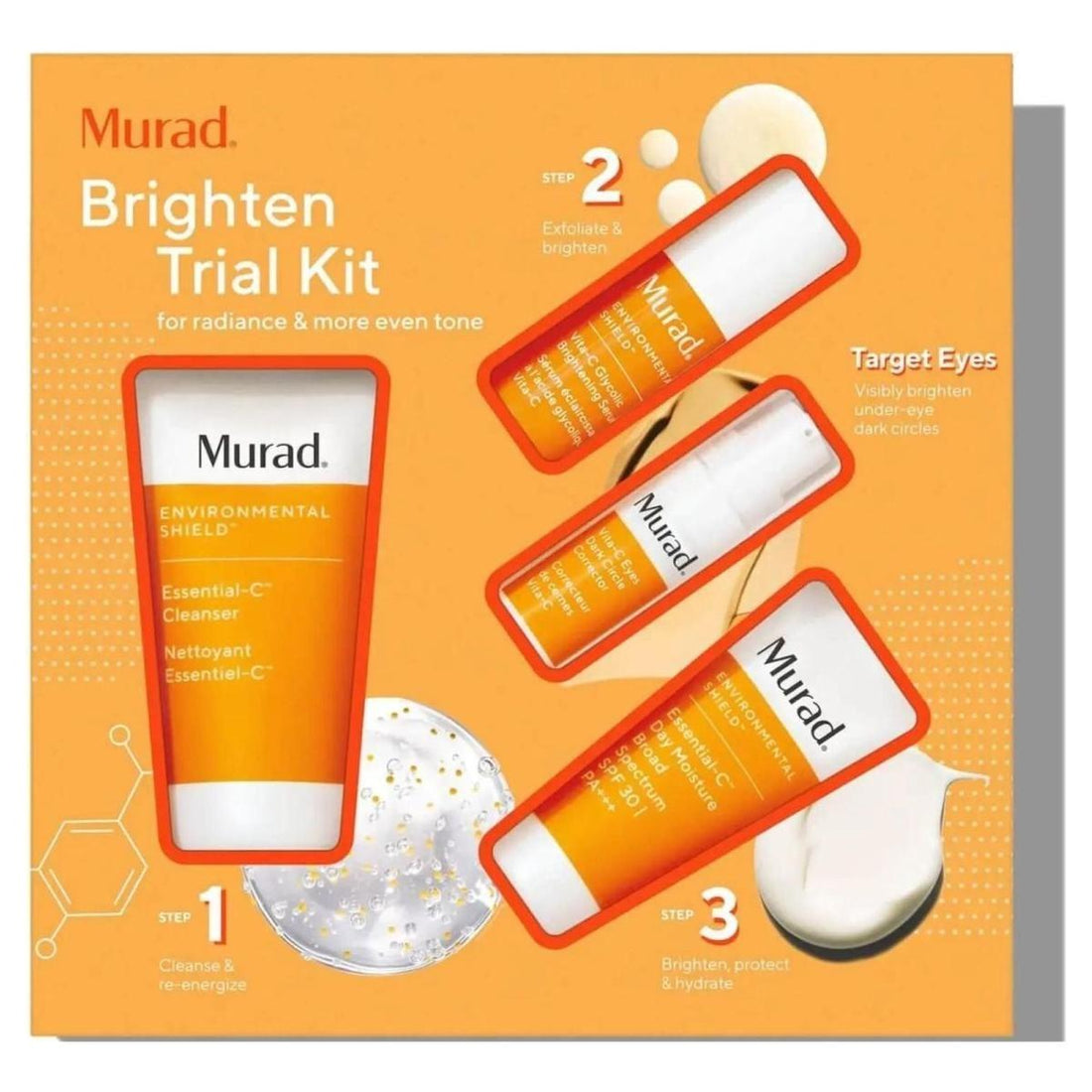 Murad Brighten Trial Kit 4-Step Glow-Boosting Regime Brighten, Even & Protect: Your 2-Week Glow Transformation!