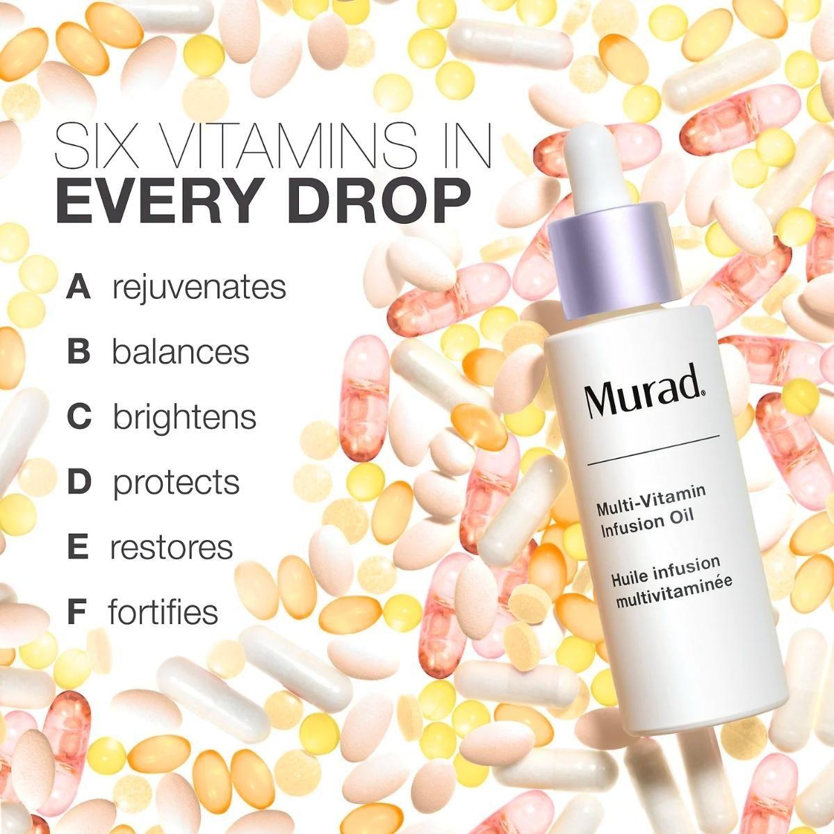 Murad Multi-Vitamin Infusion Oil 30ml | Vitamin-Powered Face Oil for Radiance, Hydration & Anti-Aging A to F Glow: 6 Vitamins, 1 Bottle, Endless Radiance!
