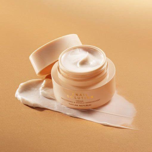 NATURE REPUBLIC Snail Solution Cream 55ml | 60% Snail Mucin Moisturiser for Deep Hydration, Repair & Radiance