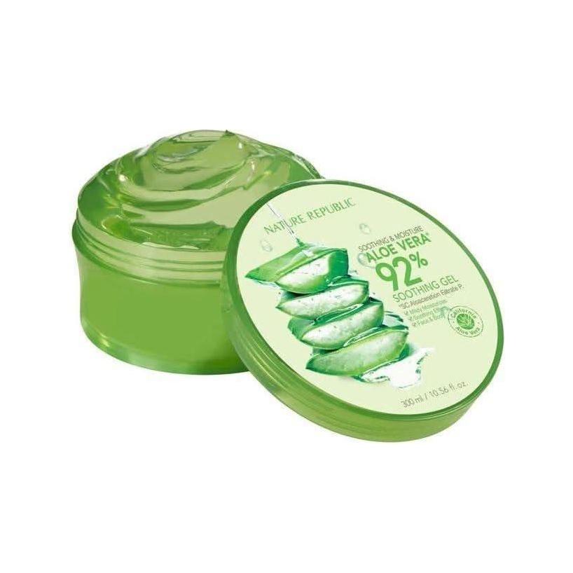 NATURE REPUBLIC Soothing &amp; Moisture Aloe Vera 92% Soothing Gel& 300ml | Multi-Purpose Hydration & Skin Relief