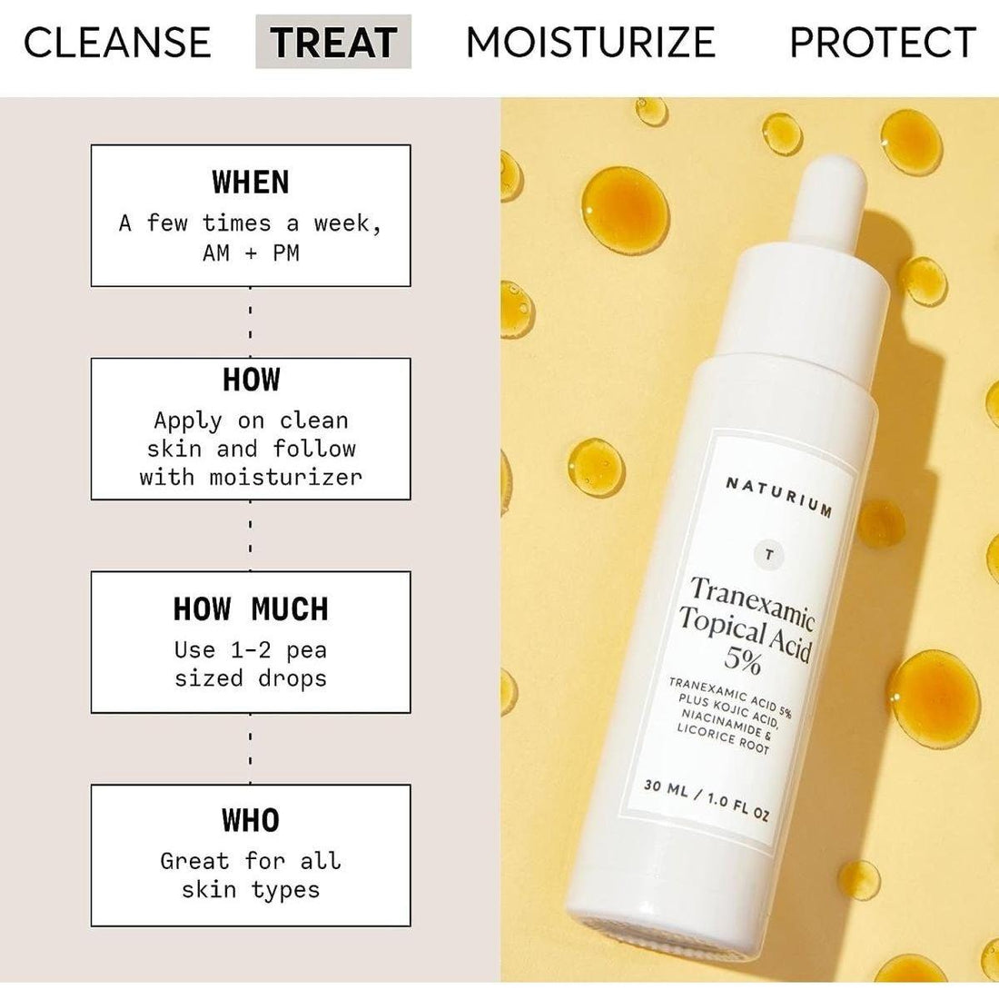 Naturium Tranexamic Topical Acid 5% Serum 30ml | Brightening & Tone-Correcting Treatment for Discolouration & Hyperpigmentation