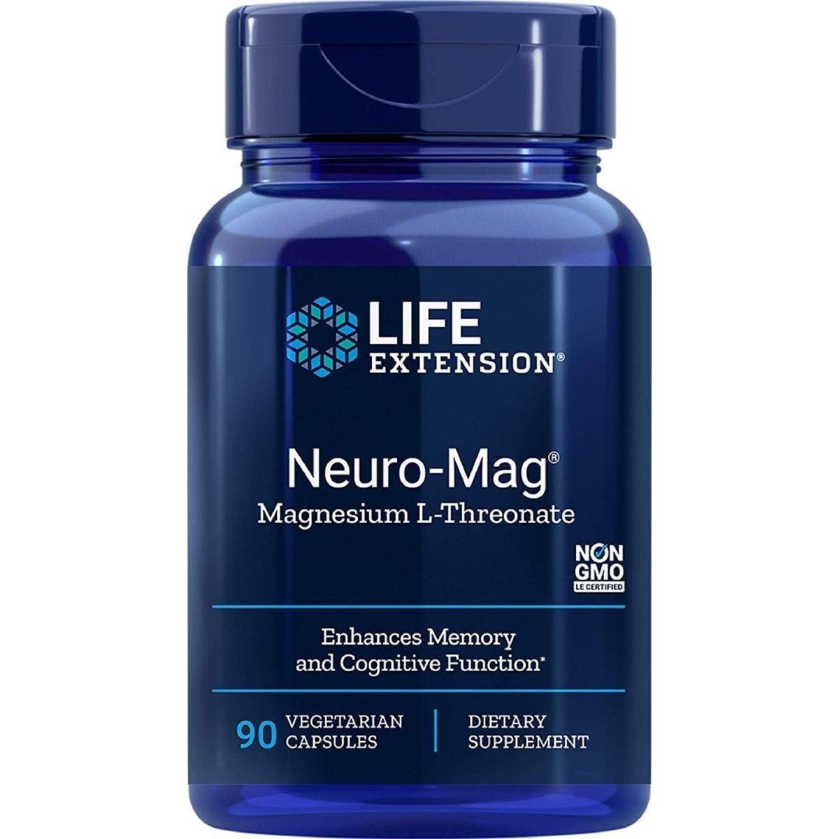 Life Extension Neuro-Mag Magnesium L-Threonate 90 Capsules (Pack of 2) | Brain Health & Memory Support Supplement