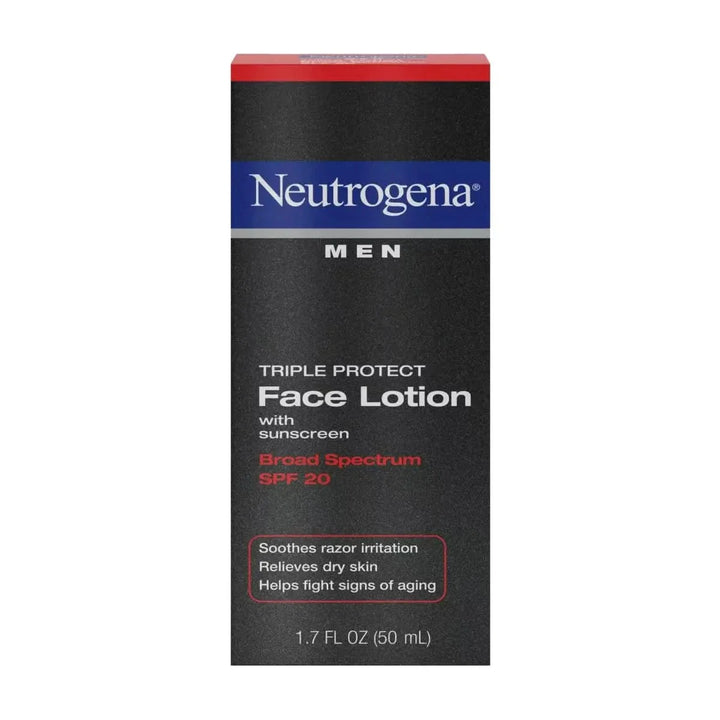 Neutrogena Triple Protect Men's Face Lotion SPF 20 50ml | Daily Moisturiser for Razor Irritation, Dryness & Fine Lines