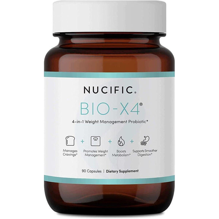 Nucific? BIO-X4 4-in-1 Probiotic Supplement 90 Capsules | Digestive, Metabolism & Weight Support Formula