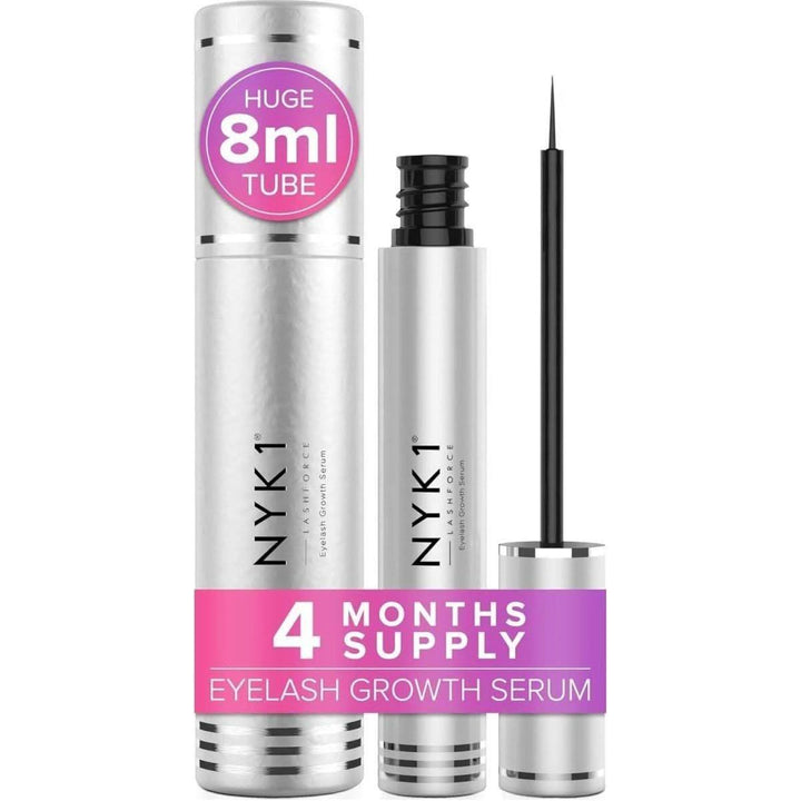 NYK1 LASHFORCE Eyelash & Brow Growth Serum 8ml | 3x Longer, Fuller Natural Growth