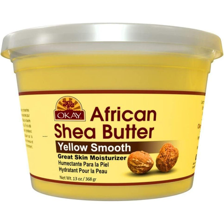 OKAY African Shea Butter 390ml | 100% Pure Yellow Smooth Shea Butter for Hair & Skin | Moisturising & Healing Balm from Ghana