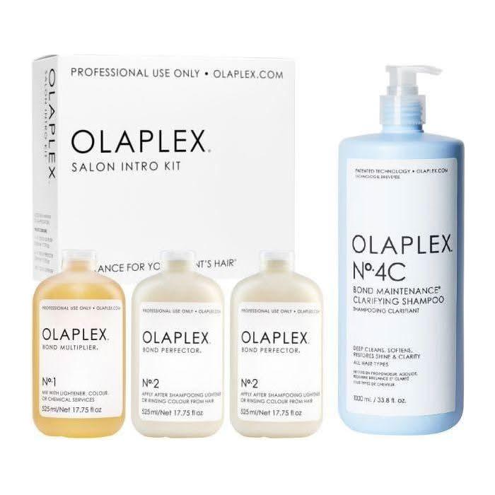Olaplex Salon Intro Kit + No.4C Bond Maintenance Clarifying Shampoo 1000ml | Professional Repair & Deep Cleanse Bundle