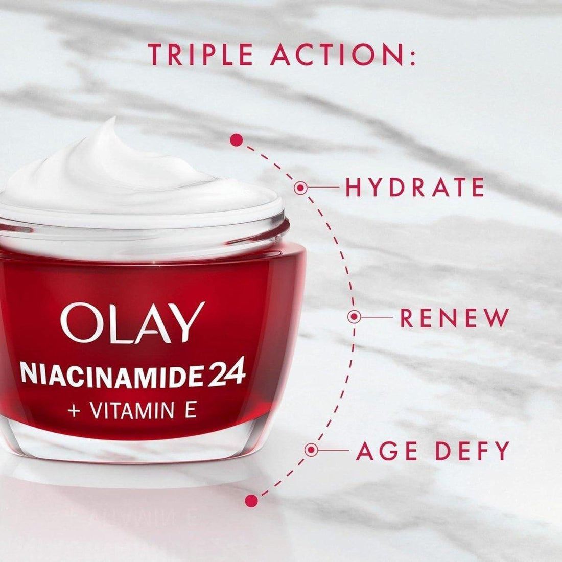 Olay Niacinamide 24 + Vitamin E Moisturiser Day Cream 50ml | Smooth, Firm & Rejuvenate in Just 1 Day