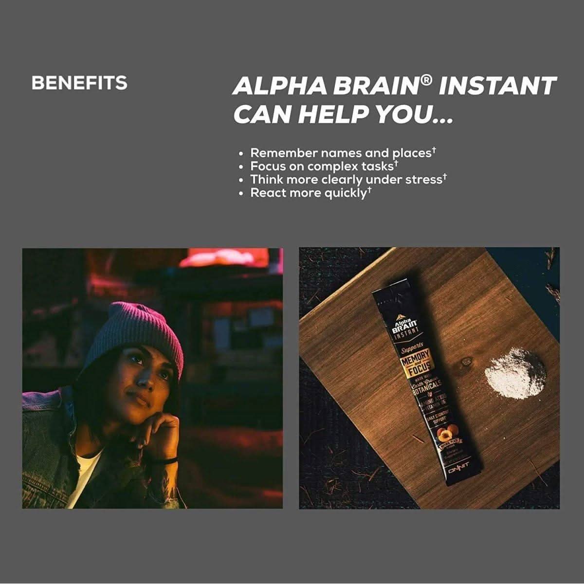 Onnit Alpha Brain Instant - Peach (30Ct Box) | Nootropic for Focus, Memory & Mental Clarity