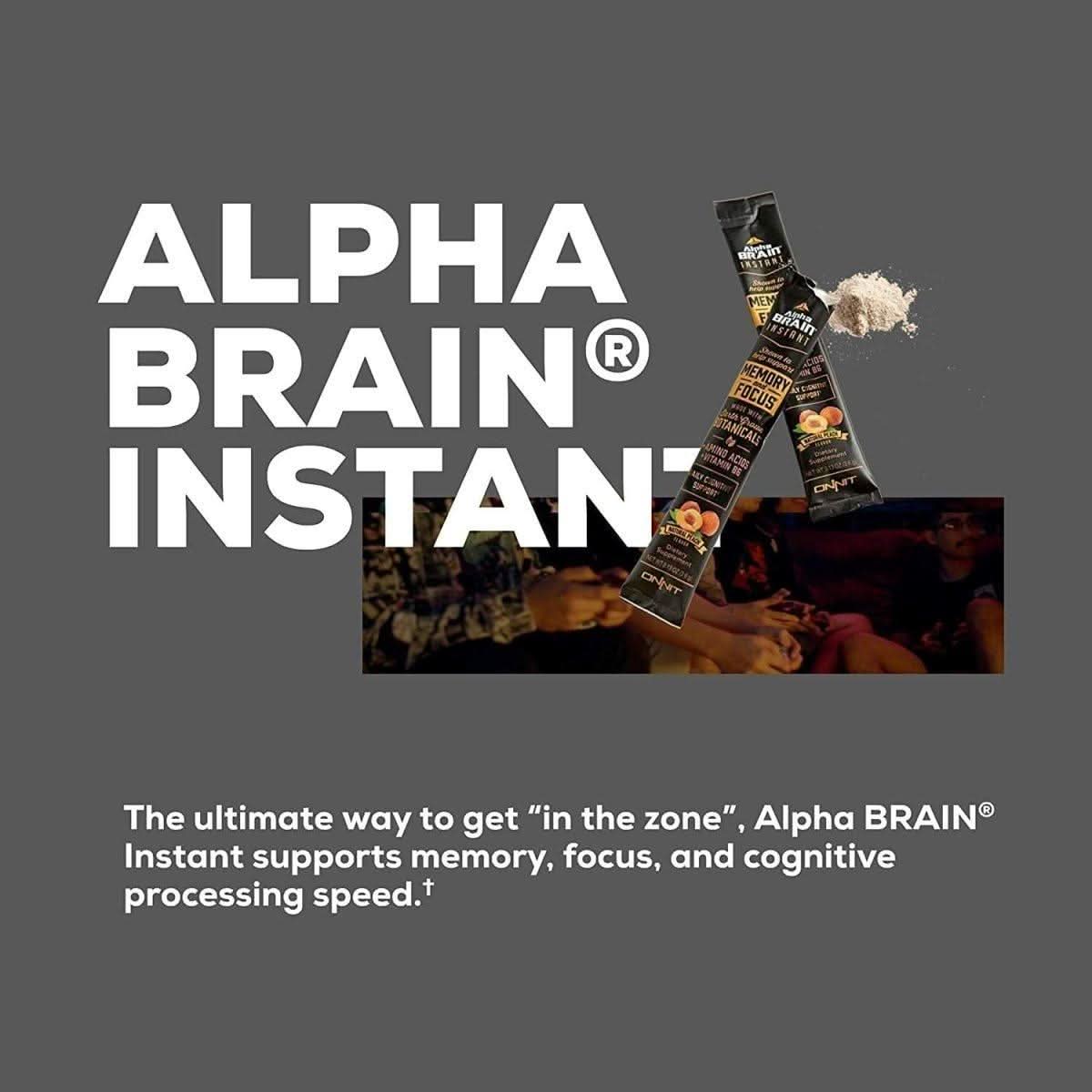 Onnit Alpha Brain Instant - Peach (30Ct Box) | Nootropic for Focus, Memory & Mental Clarity