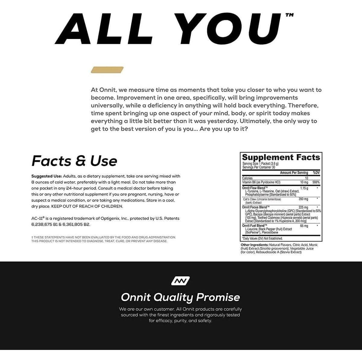 Onnit Alpha Brain Instant - Peach (30Ct Box) | Nootropic for Focus, Memory & Mental Clarity