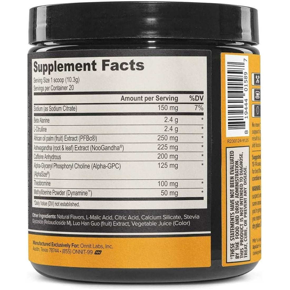 Onnit Alpha Brain Pre-Workout - Tiger's Blood (20 Servings) | Energy, Focus & Performance Boost