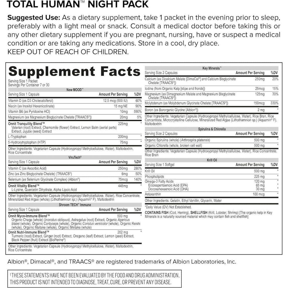 Onnit Total Human Day & Night Vitamin Packs Complete 24/7 Nutrition Made Simple